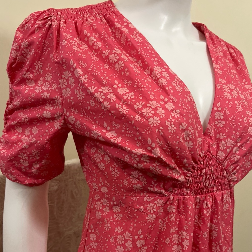LIBERTY FABRIC x Topshop Pink Floral Cotton Day Cottagecore Country Play Dress 6 - Picture 3 of 10